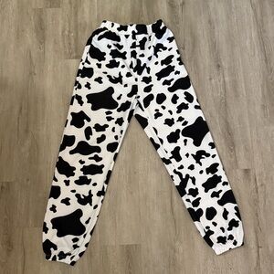 SHEIN Black and White Cow Print Jogger Pants